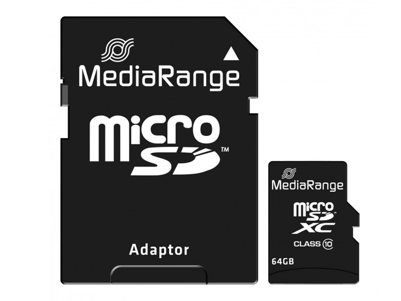 MEDIARANGE Memorijska kartica MicroSDXC 64GB MR955 + SD adapter C10