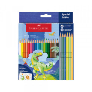 Drvene Bojice Faber Castell Dino Klasik 1/18+3 met+3 neon + stikeri 111222