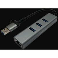 USB LC Power LC-HUB-C-MULTI-9  USB-A/USB-C Hub with 3x USB-A + RJ45  Antracit Black
