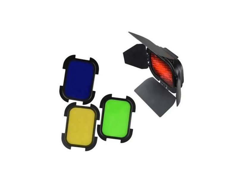 GODOX BD-07 barndoor sa gridom i gelovima za AD200