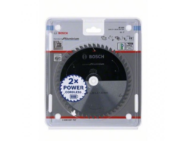 BOSCH List kružne testere za akumulatorske testere 160×20 15.875×1.8 1.3x52T