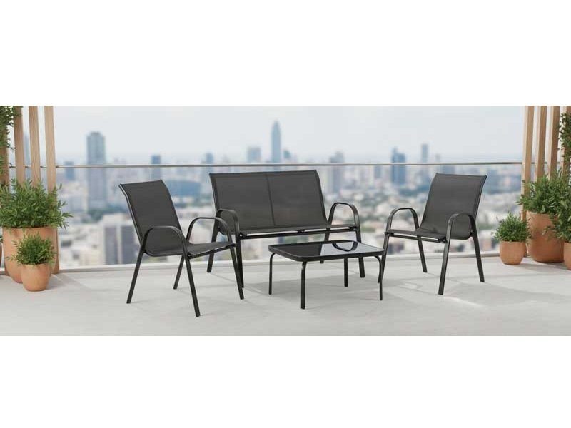 ZenGarden Baštenska garnitura sa dvosedom Lagos Black