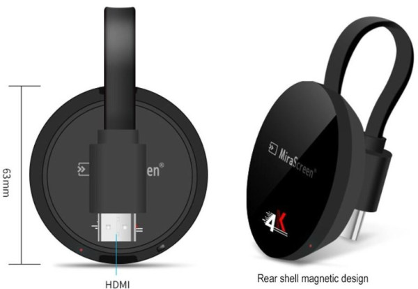 GMB-MiraScreen-4K * Gembird MIRACAST DLNA & airplay HDMI WiFI Dongle TV adapter, 2.4G  4K (1599)