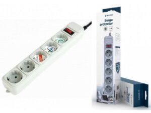 GEMBIRD SPG3-B-10C Produzni kabl sa zastitom 5 uticnica (3x1.5mm) 16A 3m grey