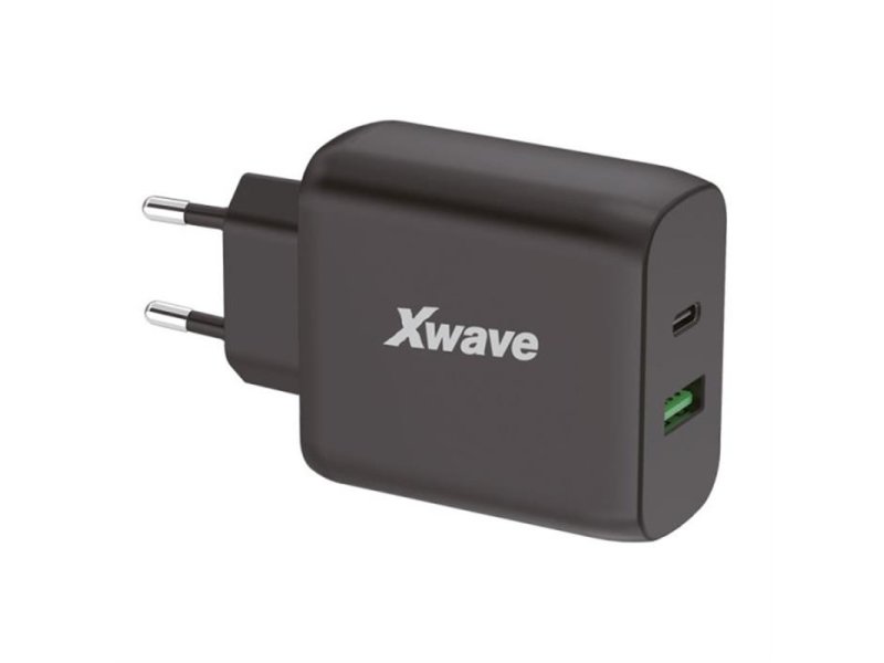 Xwave GaN65W-AC GaN ultrabrzi punjač 65W USB-A + USB-C crni