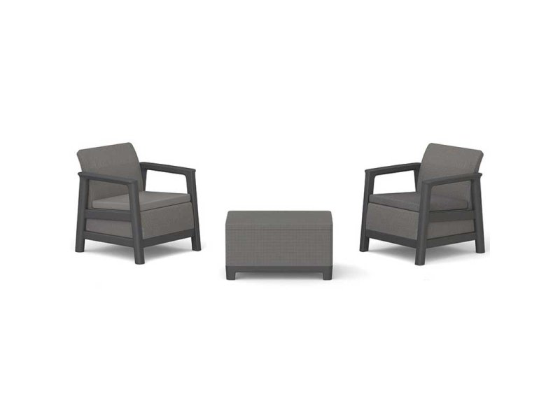 KETER Scandi Linea Baštenska garnitura sa box stolom grafit