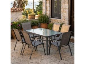 PROGARDEN Garnitura za 6 osoba, garnitura za dvorište i terasu Stone gray 001