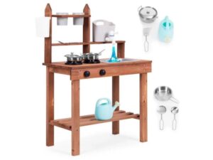 ECO TOYS Spoljna drvena kuhinja sa dodacima za igru u pesku i blatu 05 - ECOTOYS