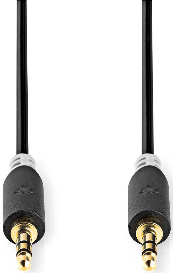 CABW22000AT20, Stereo kabl, 3,5 mm muški na 3,5 mm muški, Pozlac´eni, 2,00 m, Antracit