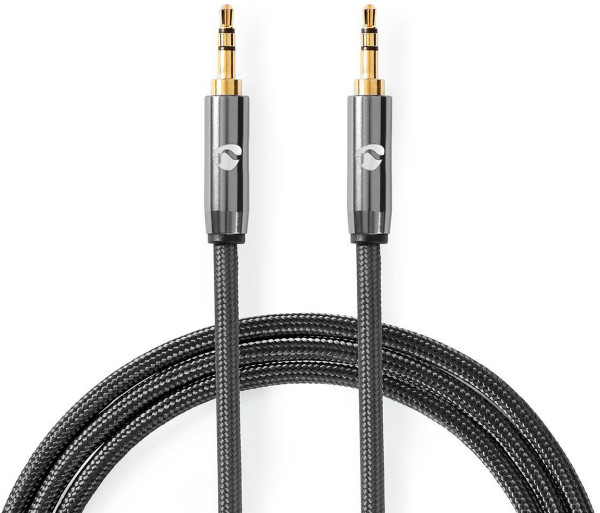 CATB22000GY20, Stereo audio kabl, 3,5 mm muški, 3,5 mm muški, Pozlaceni, 2,00 m, Okrugli, Sivi