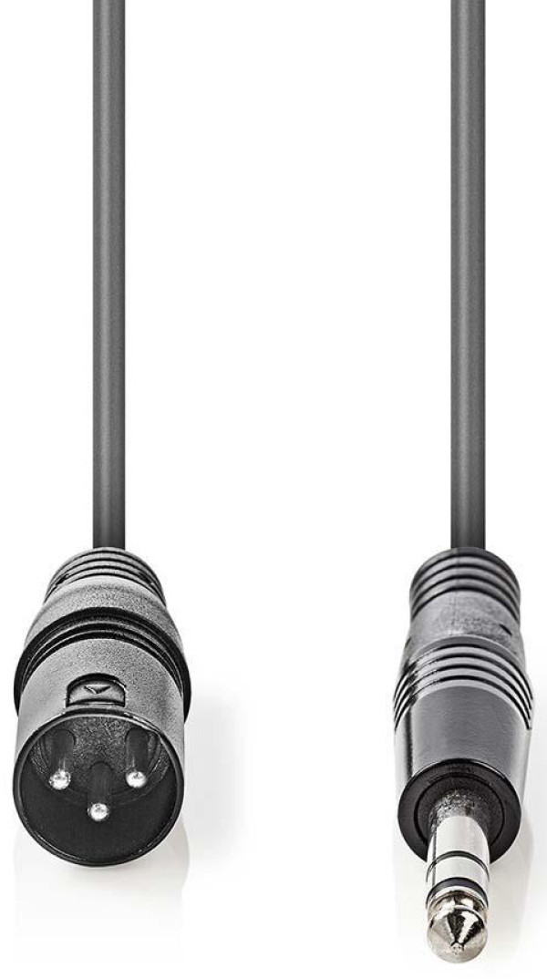 COTH15100GY50, Balansirani audio kabl, XLR 3-pinski muški, 6,35 mm muški, Niklovani, 5,00 m, PVC