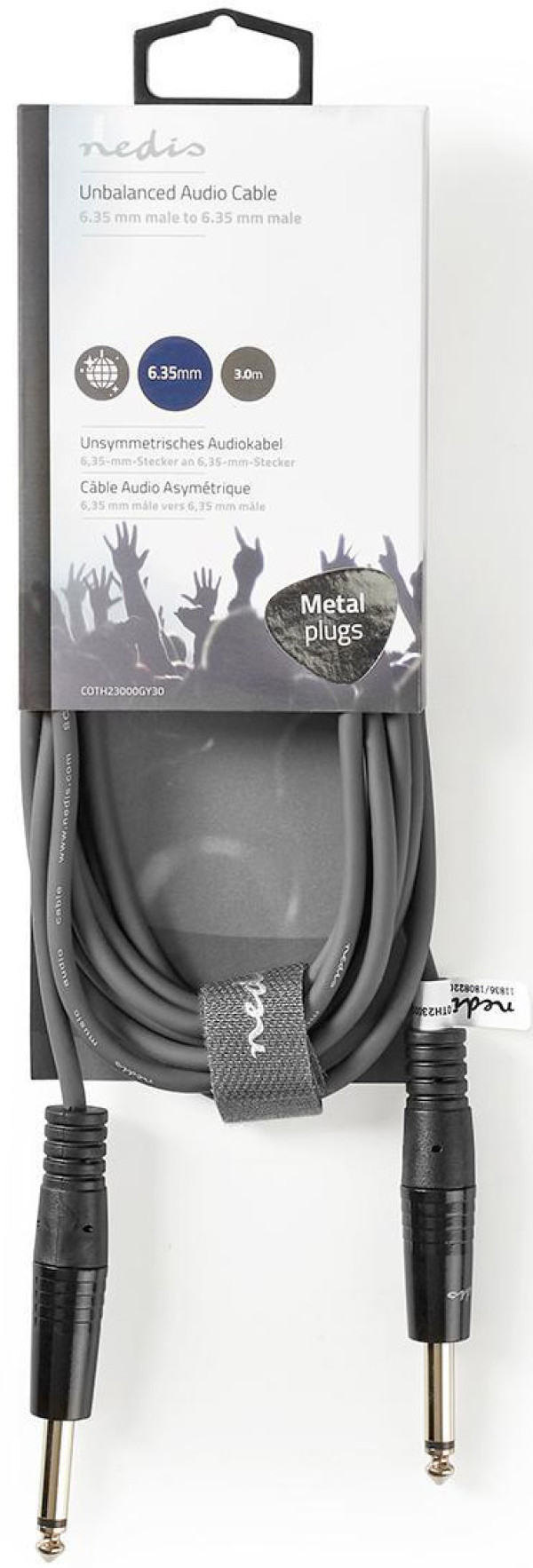 COTH23000GY30, Mono audio kabl, 6,35 mm muški, 6,35 mm muški, Niklovani, 3,00 m, PVC