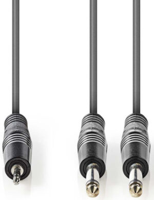 COTH23200GY15, Stereo audio kabl, 2x 6,35 mm muški, 3,5 mm muški, Niklovani, 1,50 m, Okrugli, sivi