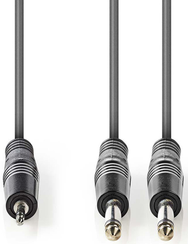 COTH23200GY15, Stereo audio kabl, 2x 6,35 mm muški, 3,5 mm muški, Niklovani, 1,50 m, Okrugli, sivi
