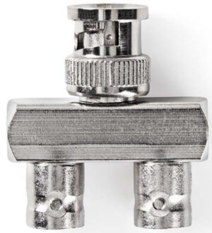 CVGP01946ME, BNC adapter, BNC muški, 2x BNC ženski, Niklovani, 50 oma, Metal, Srebrno, 1 kom