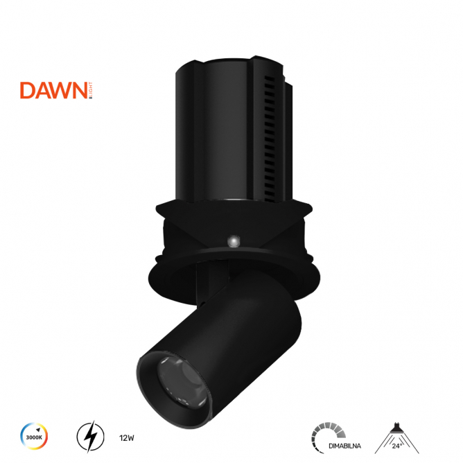 DAWN LED SVETILJKA V324 12W 3000K CRNA DIM