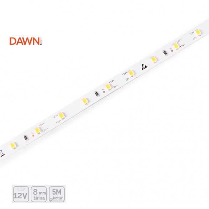 DAWN LED TRAKA HL 2835-60-WW 12V IP55 (5met, 7.2W/m, 8mm)