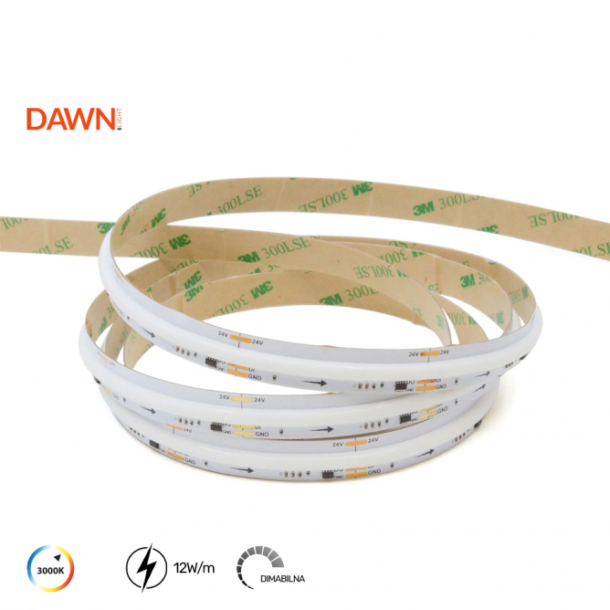 LED TRAKA SPI COB-360D-WW 24V IP20 (5met,12W/m,10mm)