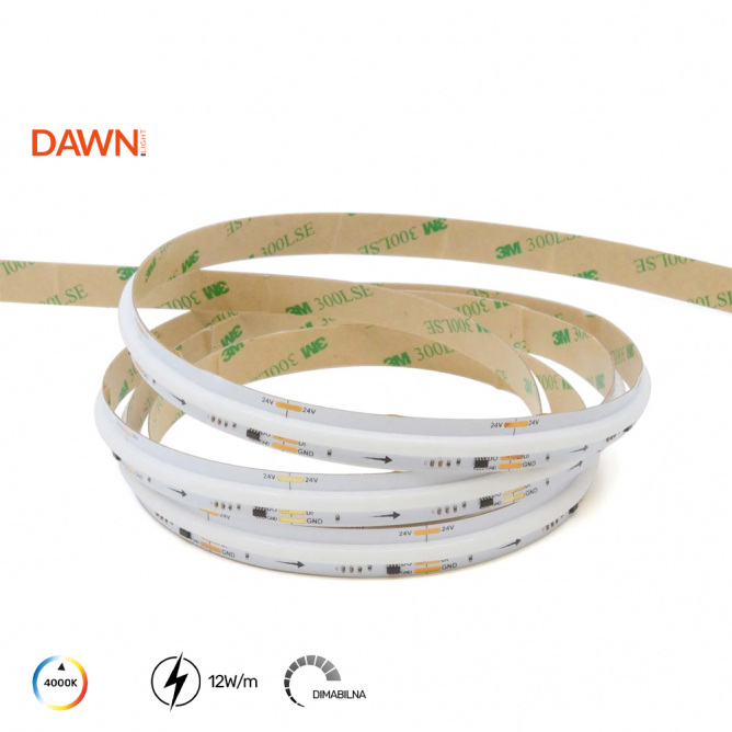 LED TRAKA SPI COB-360D-NW 24V IP20 (5met,12W/m,10mm)