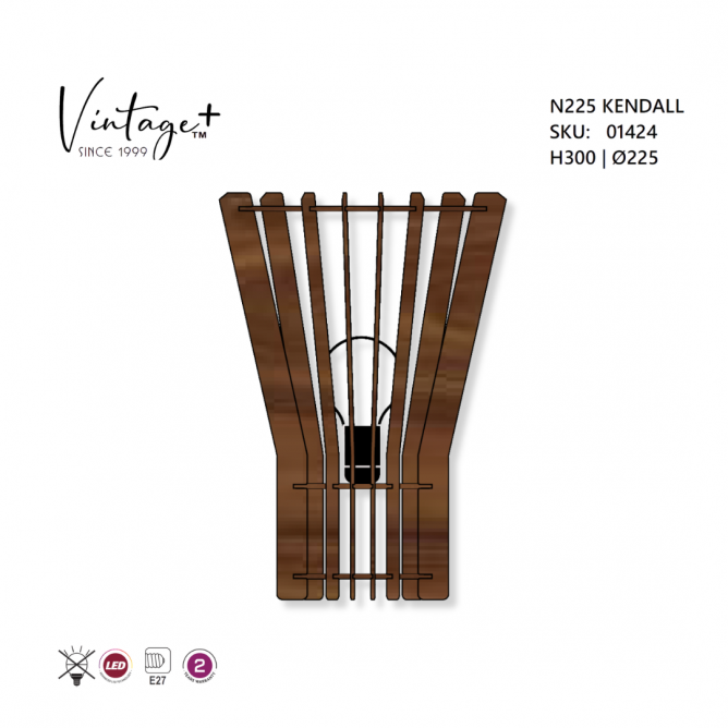 VINTAGE KENDALL N225 ZIDNA LAMPA 1*E27 (O 325 mm, h-300 mm) – SKU01424