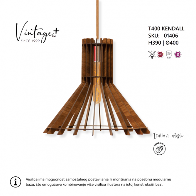 VINTAGE KENDALL T400 VISILICA 1*E27 (O 400 mm, h-390 mm) – SKU01406