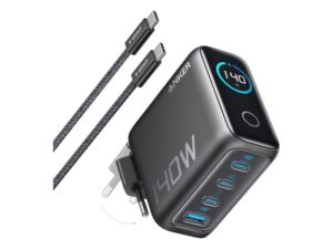 ANKER 140W zidni punjač 4-porta (3x USB-C, 1x USB-A) sa USB-C M/M pletenim kablom, tamno sivi