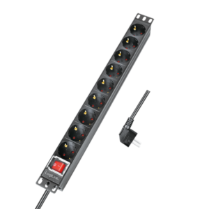 Razvodni PDU panel za rack sa 9 utičnih mesta i osiguracem, kabl 2m (aluminijum)