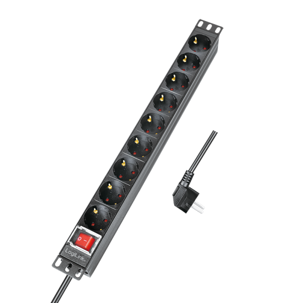 Razvodni PDU panel za rack sa 9 utičnih mesta i osiguracem, kabl 2m (aluminijum)
