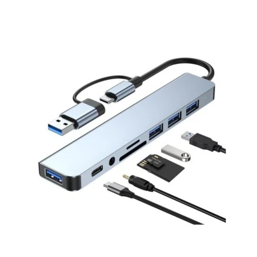 USB HUB USB3.0+TIP C na 4x USB 3.0+TIP C+SD/micro sd+autio metal