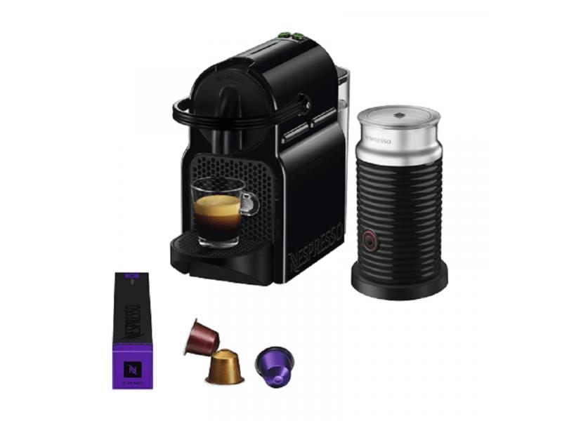 NESPRESSO Aparat za espresso kafu i za pravljenje pene od mleka Inissia Black i Aeroccino 3, A3ND40EUBK-DL