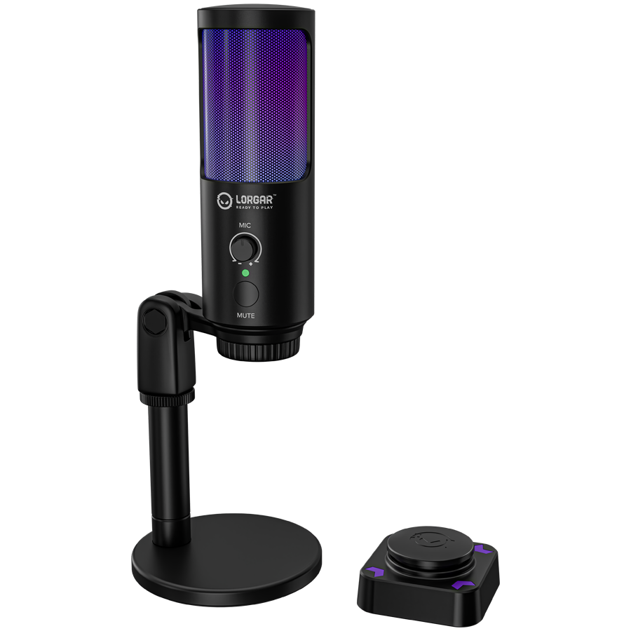 LORGAR SMP40, RGB Microphone with external mute button and metal stand