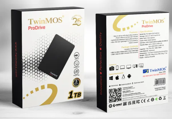 HDD E2.5′ TwinMOS 1TB USB3.0 TM1000GPD