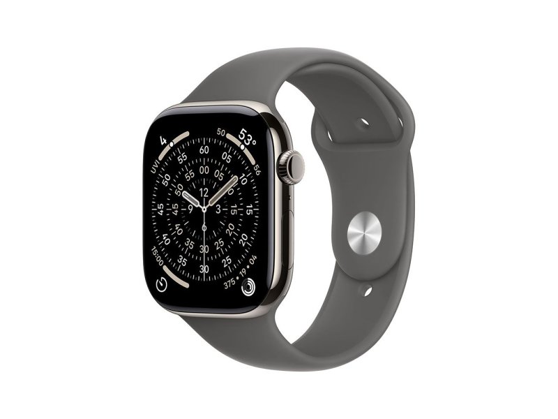 APPLE Watch S11 Cellular 42mm Natural Titanium Case with Stone Grey Sport Band – S/M (mf8m4rk/a)