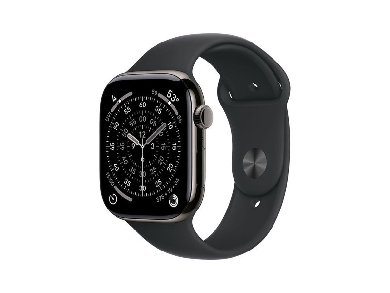 APPLE Watch S11 Cellular 42mm Slate Titanium Case with Black Sport Band – S/M (mf8r4rk/a)