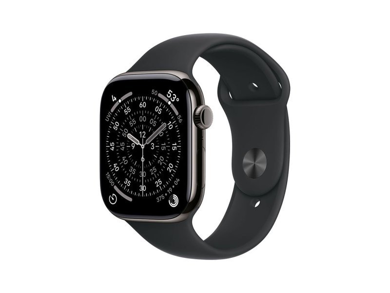 APPLE Watch S11 Cellular 42mm Slate Titanium Case with Black Sport Band – M/L (mf8t4rk/a)