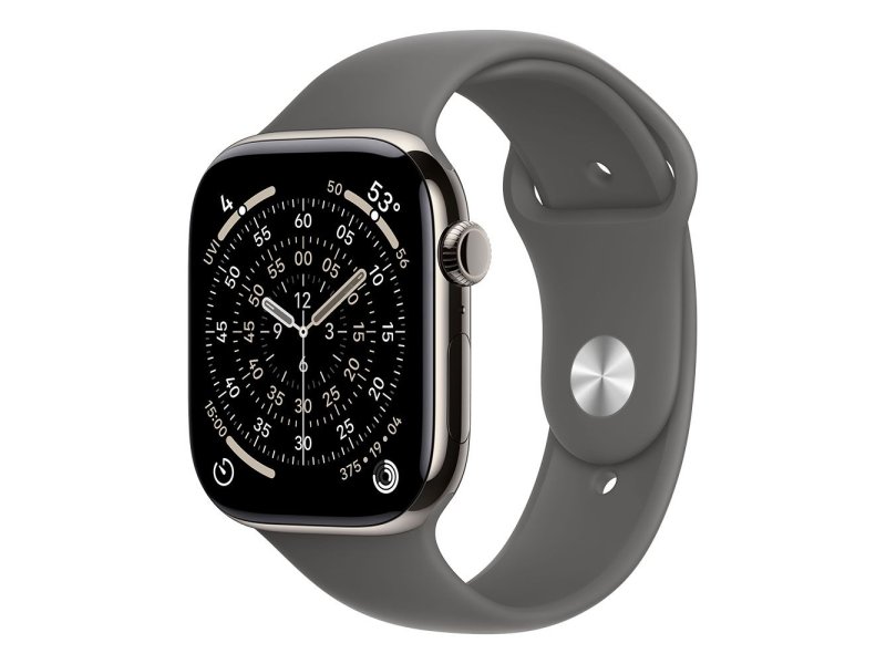 APPLE Watch S11 Cellular 46mm Natural Titanium Case with Stone Grey Sport Band – M/L (mfcx4rk/a)