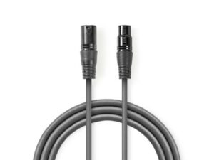 NEDIS COTG15012GY200 DMX Adapter Cable XLR 3-Pin muski na XLR 3-Pin zenski, Nickel Plated, 20m, Round, PVC