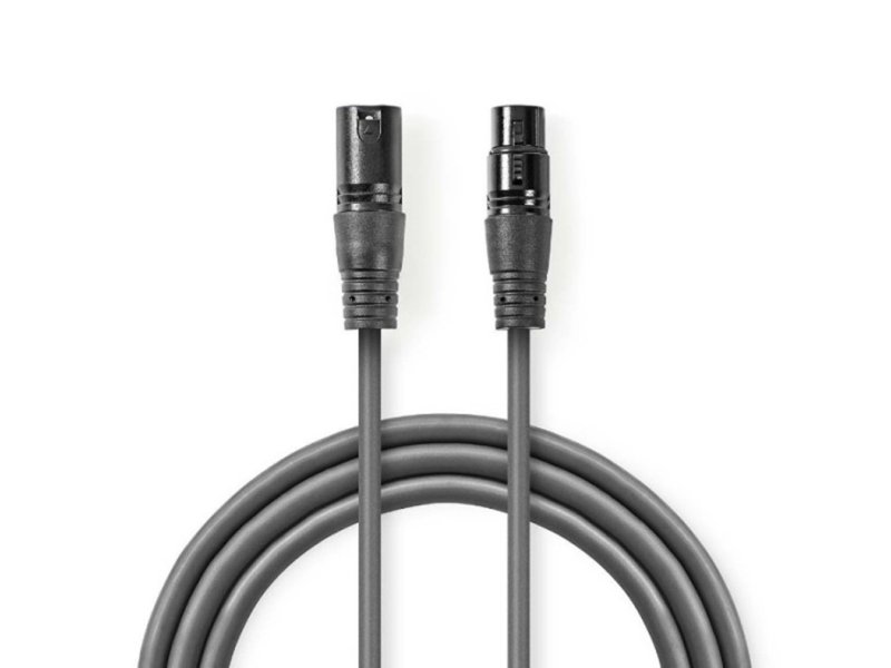 NEDIS COTG15012GY200 DMX Adapter Cable XLR 3-Pin muski na XLR 3-Pin zenski, Nickel Plated, 20m, Round, PVC