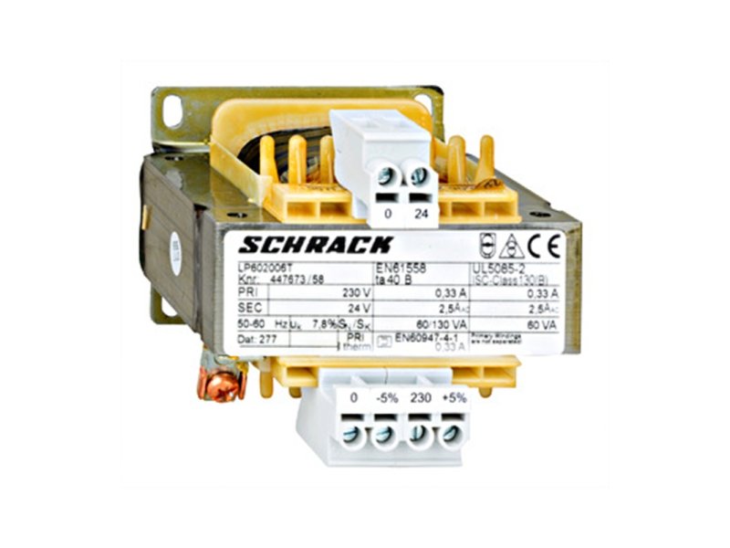 SCHRACK Monofazni upravljački transformator 230V/24V, 60VA, IP00