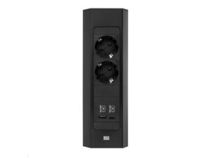 BACHMANN CASIA 2 Kuhinjska ugao utičnica ALU,2xšuk,1xUSB A/C charg,crna,2m
