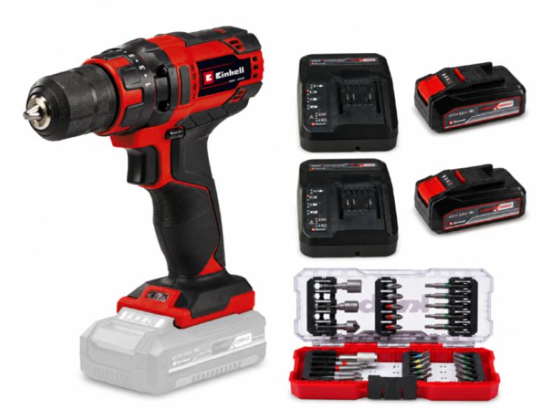 EINHELL Akumulatorska bušilica – šrafilica TC-CD 18/35 Li – (2×2,5Ah) SET + 28 delni set bitova