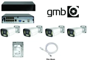 CAM-IPSET4MP-01 NVR 8CH, HDD 2TB, 4x 15m KABLA i 4 KAMERE 4MPX BULLIT