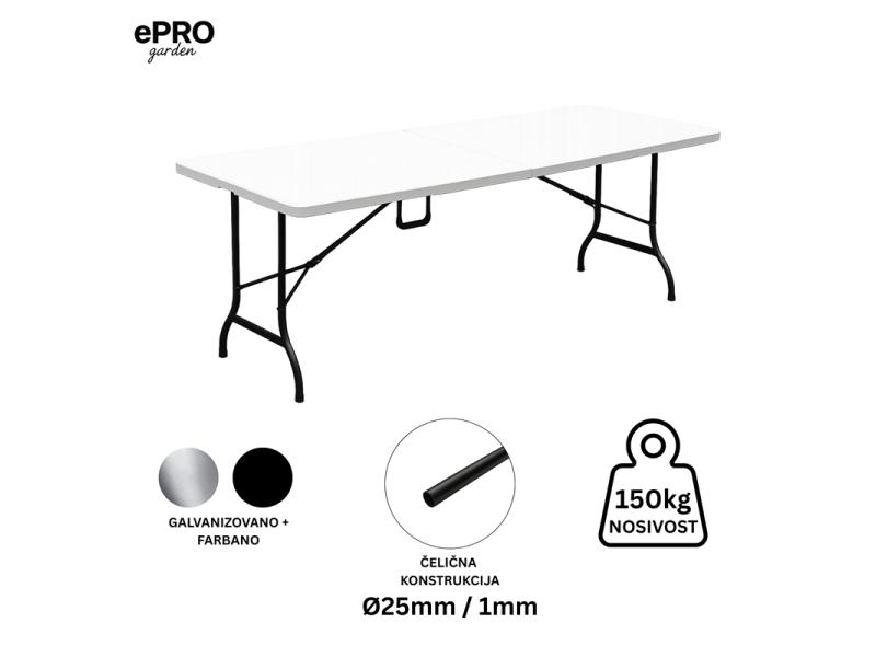 EPRO Garden sklopivi baštenski sto 180x74x74cm, metal-plastika
