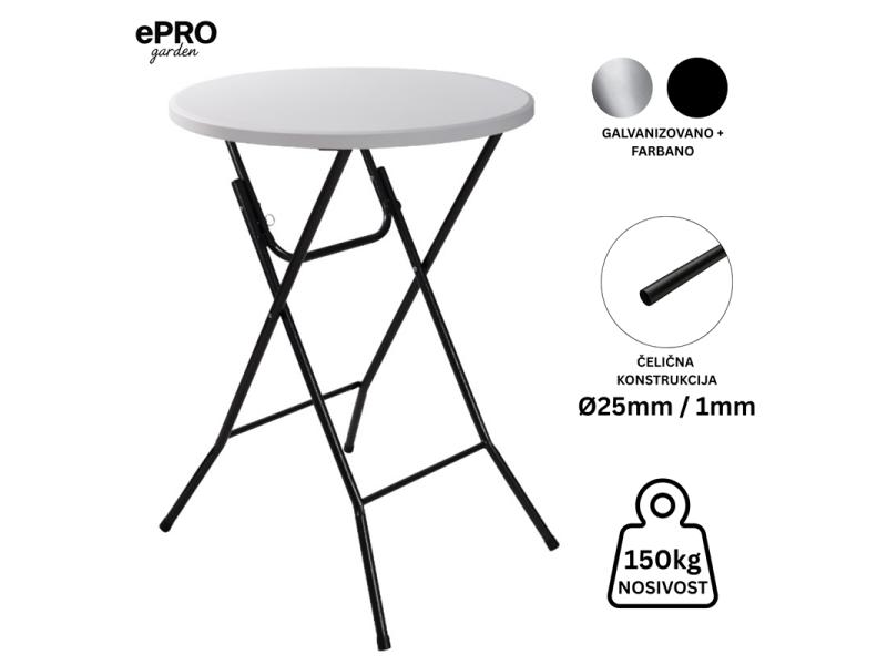 EPRO Garden sklopivi baštenski barski sto Ø80 110cm, metal-plastika