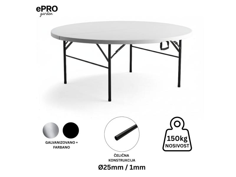 EPRO Garden sklopivi baštenski sto Ø122 74cm, metal-plastika