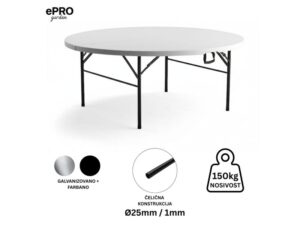 EPRO Garden sklopivi baštenski sto Ø152 74cm, metal-plastika