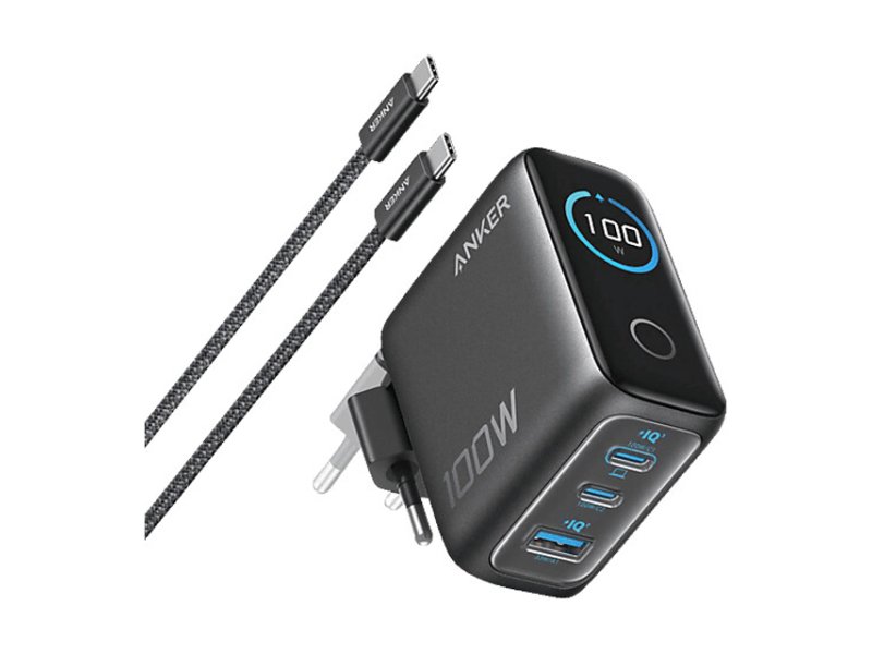 ANKER 100W GaN zidni brzi punjač, 3-porta (2x USB-C i 1x USB-A) MOB03327
