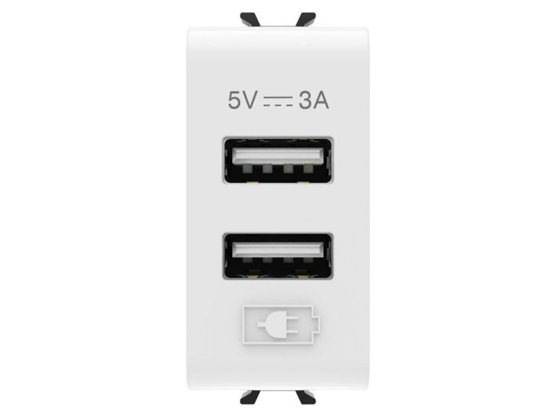 GEWISS Priključnica USB 2-STR. 5V 3A TYPE A+A bela 1M Chorus GW10447