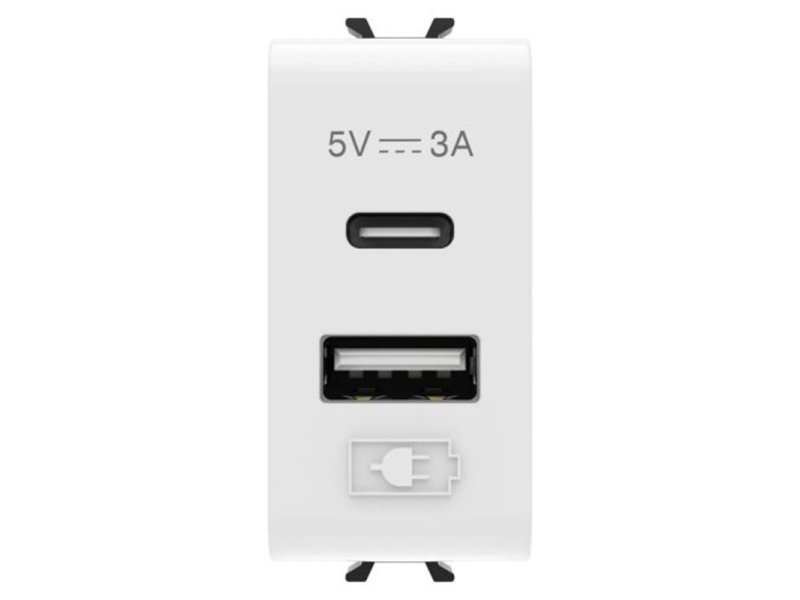 GEWISS USB dvostruka utičnica/napajanje za ugradnju na nosače CHORUS, 2x USB-A tip + C