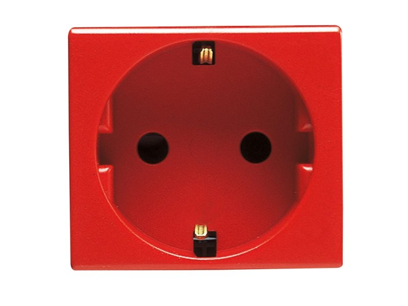 GEWISS GW20297 nemački standard utičnica 250V AC – za namenske linije – 2P + E 16A – 2 Modula – crvena – sistem